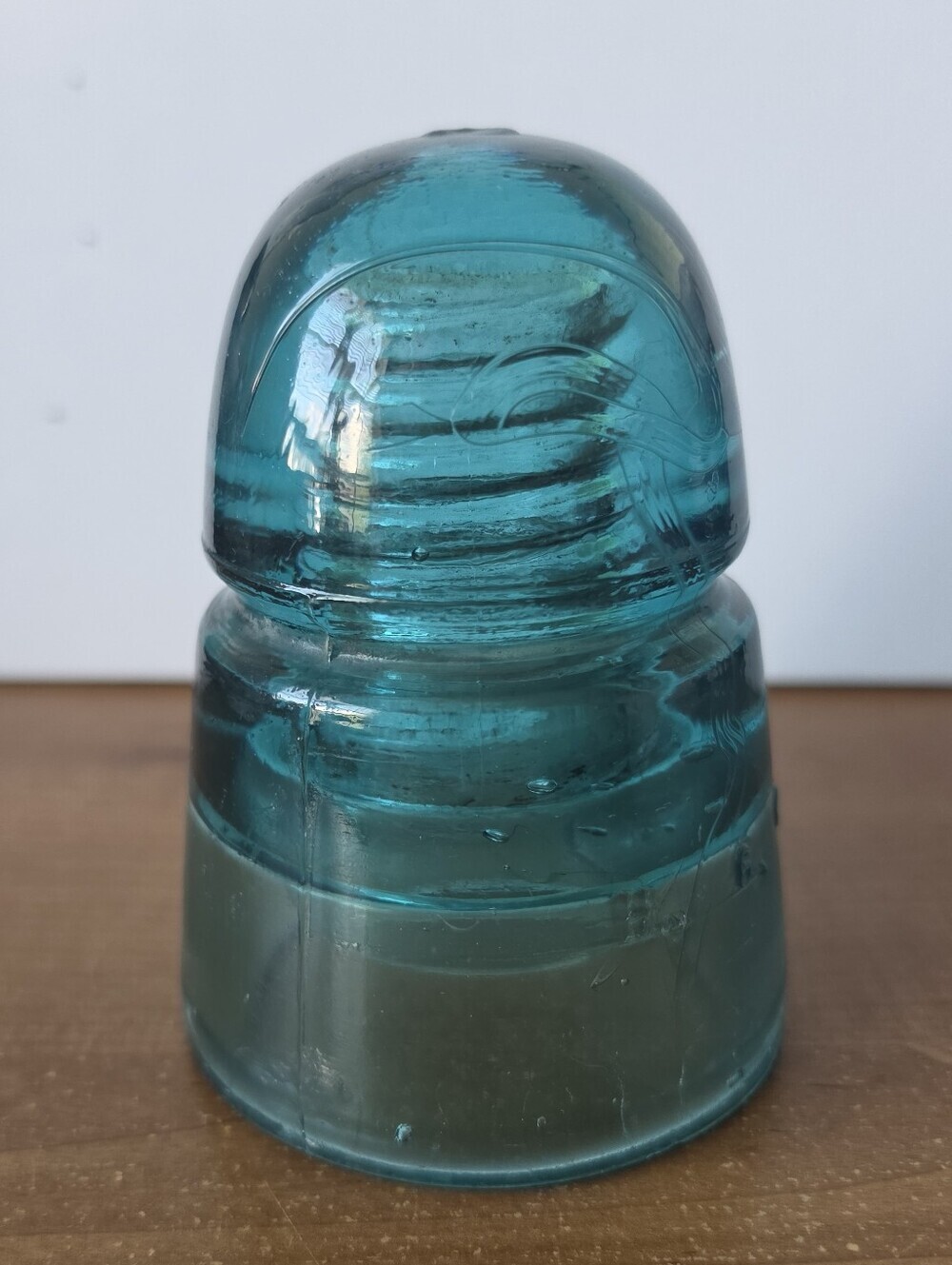Vintage H G Co. Collectible Teal Glass Insulator Decorative Accent